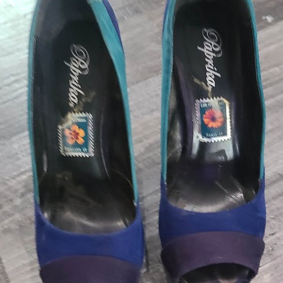 Blue Color-block High Heels - Picture 2 of 5